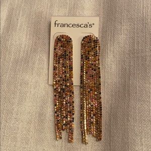 Francescas long rhinestone earrings